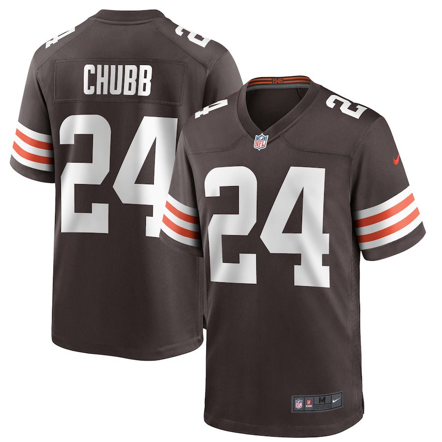 Men Cleveland Browns 24 Nick Chubb Nike Brown Game Player NFL Jersey